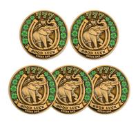 Elephant and 4 Leaf Clover Lucky Charm Coin Good Luck Token for Happiness and Success Lucky Coin Gift Lucky Charms for Women and Men Positive Affirmation Coin (Pack of 5)