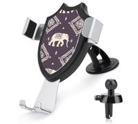 Elephant And Aztec Indian Pattern Car Phone Holder Rotatable Mount Dashboard Windshield Air Vent Accessories