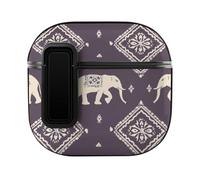 Elephant And Aztec Indian Pattern Hard Shell Case Skin Accessories Cover with Secure Lock Clip Compatible with AirPods 4