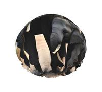 Elephant and Baby Elephant Print Shower Cap, Shower Cap for Women Reusable, Waterproof Bath Cap,Quick Drying Bath Hair Cap