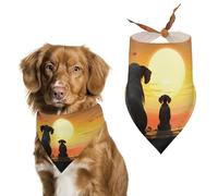 Elephant and Dog Watch The Sunset Dog Bandanas for Feeding Grooming, Triangle Pet Bibs for Cats & Dogs Washable Fashion Pets Scarf for Party Travel 27.6 X 11.8 Inch