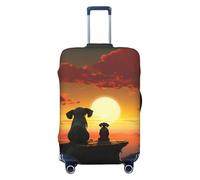 Elephant and Dog Watch The Sunset Luggage Cover for Suitcase Tsa Approved, Spandex Stretch Suitcase Protector Washable Baggage Covers Travel Luggage Sleeve Large Suit Case Cover Fit 18-32 Inch, Black
