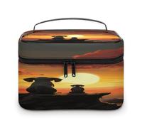 Elephant And Dog Watch The Sunset Makeup Bag Toiletry Bag Cosmetic Bags