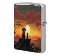 Elephant and Dog Watch The Sunset Metal Lighter Case Cover Lighter Sleeve