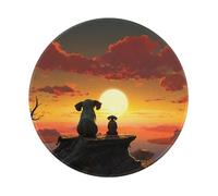 Elephant and Dog Watch The Sunset Mouse Pad with Anti-fray Stitching, Waterproof Gaming Mouse Mat for Men Women Non-Slip Rubber Base Round Computer Mousepad for Office Desk Accessories 8in