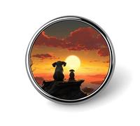 Elephant And Dog Watch The Sunset Round Badge for Men Women, Durable & Stylish Lapel Pins, Lightweight Metal Badges for Shirts, Jackets, Hats