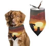 Elephant and Dog Watch The Sunset Spring Summer Dog Bandanas Soft, Dog Scarf Washable Triangle, Pet Bandana Cute Outdoor Accessories for Small Dogs Cat Pet