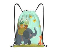 Elephant And Fox Sport Sack Durable Bags Portable String Backpack For Travel Party Organization 36X42Cm