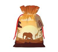 Elephant And Giraffe In The Sunset Christmas Bags Friend Party Presents Happy Halloween Birthdays Gift Weddings Snacks Hamper