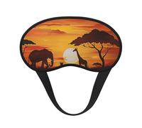 Elephant and Giraffe in The Sunset Print Blackout Sleep Mask for Women & Men, Zero Eye Pressure Eye Mask for Travel and All - Around Sleep
