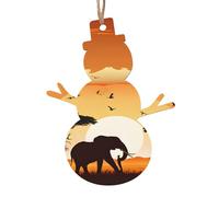 Elephant and Giraffe in The Sunset -Print Christmas Wooden Ornaments 2PCS- Handmade Eco-Friendly Hanging Decor For Tree Gifts Holiday Festivities.