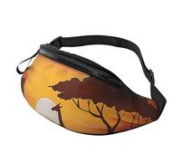 Elephant and Giraffe in The Sunset Printed Fanny Pack for Men Women Crossbody Waist Bag Pack Bum Bag with Adjustable Strap for Hiking Running Travel Cycling