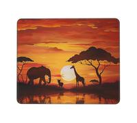 Elephant and Giraffe in The Sunset Printed Gaming Mouse Pad 10.3x8.3 Inches, Non-Slip Rubber Base Laptop Mousepad Desk Mat with Stitched Edges for Gamer, Office, Home