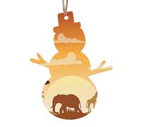 Elephant and Giraffe in The Sunset Printed Snowman Shape Xmas Ornaments 1 Pcs, Christmas wooden pendant Hanging for Xmas Tree Home Indoor Outdoor Decor
