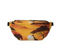 Elephant and Giraffe in The Sunset Printed Waist Bag Adjustable Bum Bag Lightweight Travel Waist Fanny Pack Belt for Walking Cycling Hiking Travel