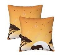 Elephant and Giraffe in The Sunset Throw Pillow Covers, Soft and Skin Friendly, Invisible Zipper,Easy to Deform, Two Piece, Fashionable Home Decoration