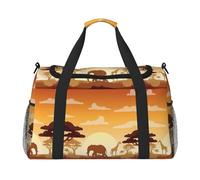 Elephant and Giraffe in The Sunset Travel Duffel Bag Large Foldable Waterproof Overnight Bag Beach Swim Bags Pool Sports Gym
