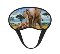 Elephant and Giraffe Polyester Sleep Mask,Light Blocking Sleep Eye Mask,Night Sleeping Mask, Eye Blinder