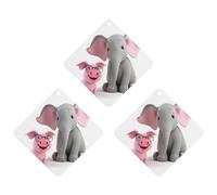 Elephant And Piggie Car Air Freshener, 3 Pcs Rhombus Hanging Air Freshener Cards, Long Lasting Fragrance Scented Cards for Car, Home, Office White-style