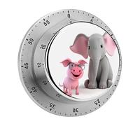Elephant and Piggie Kitchen Timer - Mechanical Visual Timer, Stainless Steel Digital Timers with Magnetic Base Egg Timers for Hard Boiled Eggs 60-Minute Countdown Kitchen Clock for Cooking