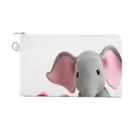 Elephant and Piggie Wallet for Men Women Canvas Coin Purse Zippered Change Holder with Secure Closure