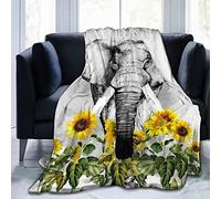Elephant and Sunflower Blanket Anti Pilling Throw Blankets Cozy Durable Blankets for Office Couch Cinema Gifts Quality Washable 50x40 Inch