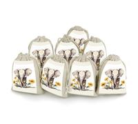 Elephant And Sunflower Bunches Pocket Cotton And Hemp with Drawstring 8 Pieces Reusable Gift Bags Jewelry Pouch for Wedding DIY Craft Party (4.9 X 6.7 Inch)