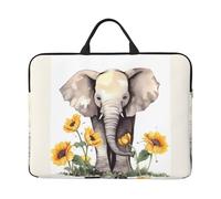 Elephant and Sunflower Laptop Case 14 Inch Laptop Sleeve Computer Carrying Bag Shockproof Protective Notebook Case Portable Laptop Bag Waterproof Briefcase Bag for Men Women