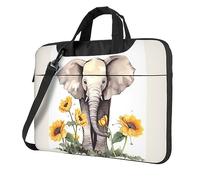 Elephant and Sunflower Laptop Case 15.6 inch Shockproof Protective Notebook Case Portable Laptop Bag Waterproof Briefcase Bag for Men Women
