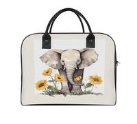 Elephant And Sunflower Laptop Tote Bag Casual Travel Handbag Multi Pocket Shoulder Bags for Work Travel