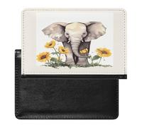 Elephant And Sunflower Passport Holder Vaccine Card Holder Waterproof Passport Wallet Travel Document Organizer for Airport Essentials