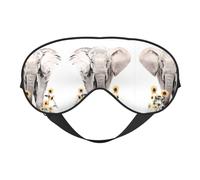 Elephant and Sunflower Print Soft Eye Mask â€“ Elastic Nighttime Shade, Light-Proof Blindfolds for Plane, Yoga, Travel