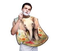 Elephant and Sunflower Shaving Bib, Men's Beard Trimmer Collector, Adjustable Neck Circumference with Suction Cups and Storage Bag, A Thoughtful Gift for Boyfriends, Fathers, and Brothers (107x73cm)