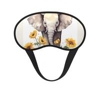 Elephant and Sunflower Sleep Mask for Side Sleeper, Blackout Eye Mask for Women Men, Zero Pressure Sleeping Masks Soft Breathable Eye Cover Comfortable Blindfold Eyeshade for Night Sleep