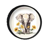 Elephant and Sunflower Spare Tire Cover PVC Leather Spare Wheel Cover Dustproof Waterproof Jeep Tire Cover for 28inch Camper, RV Trailer, Truck, SUV Fit Diameter 28-34 Inch