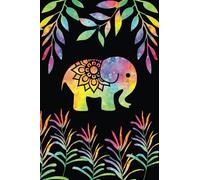 Elephant and Tropical Leaves Notebook Black Cover: Beautiful Colourful Elephant and Tropical Leaves Design Notebook Journal. 120 blank pages with elephant design at the bottom of each page.