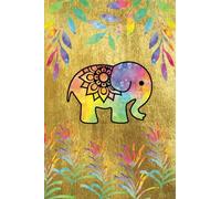 Elephant and Tropical Leaves Notebook Gold Cover: Beautiful Colourful Elephant and Tropical Leaves Design Notebook Journal. 120 blank pages with elephant design at the bottom of each page.