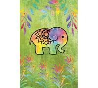 Elephant and Tropical Leaves Notebook Green Cover: Beautiful Colourful Elephant and Tropical Leaves Design Notebook Journal. 120 blank pages with elephant design at the bottom of each page.