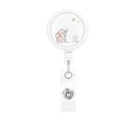 Elephant and White Rabbit Print Badge Reel Retractable Badge Holder Cute Badge Clip Id Card Holders for Men Women
