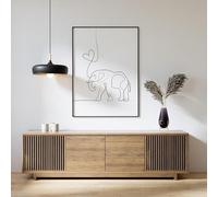 Elephant Animal Art Print Nature One Line Drawing Poster Framed Options A4 Poster on Canvas - Wall Art Home Decor Movie Poster Canvas Film Cinema Retro Vintage Cult Classic Nostargic Saga Modern repr