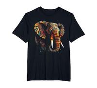 Elephant Animal Colourful Animal Lovers Art Elephant T-Shirt, Men's Big and Tall, Black, 6X Tall