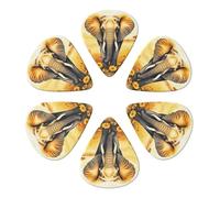 Elephant Animal Floral Wildlife Wildflowers Nature Plant Guitar Picks 6 Pack Thin Medium Heavy Thickness Guitars Pick For Acoustic Electric Guitar Ukulele Bass 0.96mm
