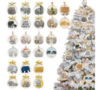 Elephant Animal Hanging Calendar | 24 Day Christmas Countdown Calendar | Flat Acrylic Collectible - Decorative Hanging for Trees, , Walls, Fences, Parties, Child