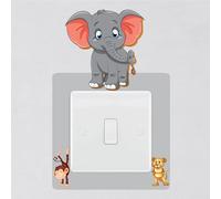 Elephant Animal Light Switch Surround Sticker Nursery Jungle Safari Childrens Decal Wall Art Sticker Vinyl Kids Boys Girl Bedroom Room Decor