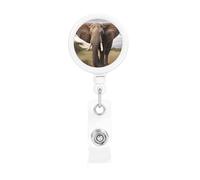 Elephant Animal Retractable Badge Reel Heavy Duty Badge Holder with Belt Clip Retractable Lanyards ID Card Holder with Keychain Name Badge Clips for Office Nurse Employee