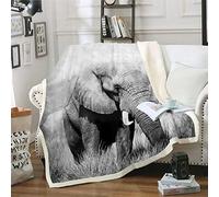 Elephant Animal Theme Fleece Throw Blanket for Kids Boys Adults 3D Elephant Print Plush Blanket Luxury Soft Microfiber for Sofa Bed Couch Single 50x60 Inch