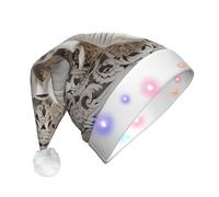 Elephant Art On Wood Print Led Christmas Hat For Adults Unisex Xmas Hat For New Year Festive Holiday Party