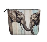 Elephant Art On Wood Toiletry Bags for Women, Portable Travel Cosmetic Bag, Daily Organiser with Zipper