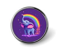 Elephant Art Stars Rainbow Round Brooch Pins Metal Badge Lapel Pin Jacket Hat Bag Accessories
