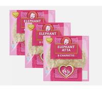 Elephant Atta Indian Chappati Roti flat bread Pack of 24 (3 Packs of 8), Just heat & eat with currys, dhals, kebabs as rolls, ready with in seconds, source of fibre, long expiry dates